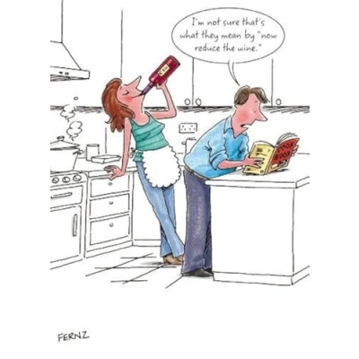 Image of Greeting Card (PH3723) Humour Birthday Reduce The Wine Couple Cooking