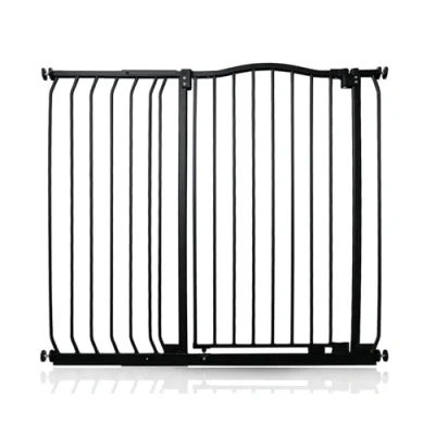 Image of Safetots Extra Tall Curved Top Safety Gate, 107cm 116cm, Matt Black, 100cm in Height, Pressure Fit Stair Baby Gate for Doors Hallways and Spaces, Barrier, Easy Installation