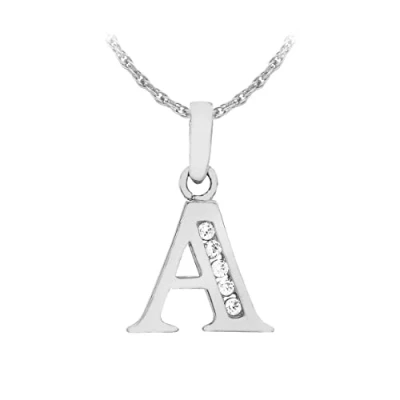 Image of Carissima Gold Women&#039;s 9 ct White Cubic Zirconia Initial A Pendant on 0.8 mm Prince of Wales Chain Necklace Length 46 cm/18 Inch