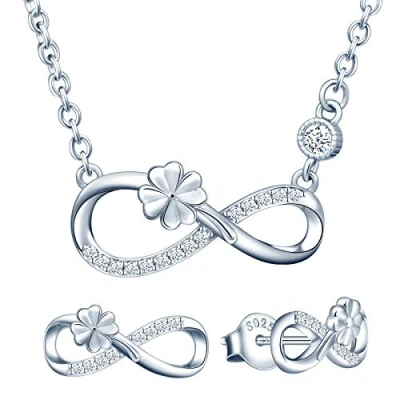 Image of Yumilok Lucky Four Leaf Colver Jewelry Set 925 Sterling Silver Infinity Jewellery Sets