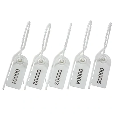 Image of Lzbignun 100pcs Plastic Tamper Seals Numbered Security Tags 250mm Pull Tite Seal Signage Zip Ties for Fire Extinguisher, First Aid Kit (White)