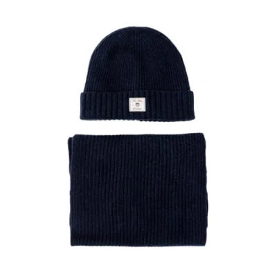 Image of Gant Mens Beanie &amp; Scarf Gift Set Dark Blue One Size