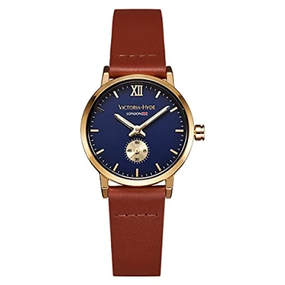 Image of VICTORIA HYDE Retro Elegant Small Dial Quartz Watches for Women Replaceable Genuine Leather Strap Mother&#039;s Day Gifts