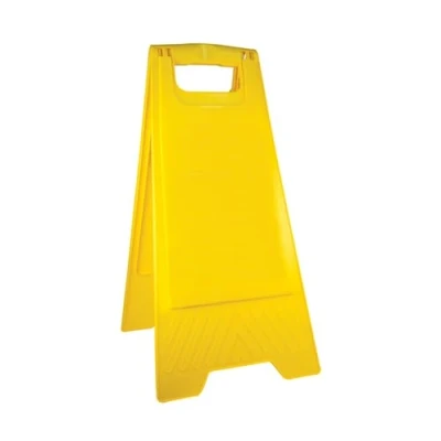 Image of Blank Caution Floor Sign Yellow Plastic Warning Two Side Printable Foldable Type A Freestanding Empty for Hotels, Malls, Restaurants, Schools, Hospitals