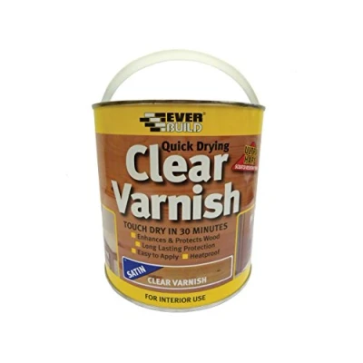 Image of Everbuild Quick Drying Clear Varnish Indoor Use Ideal For Interior Wood Scratch Resistant Satin Finish 2.5 Litre