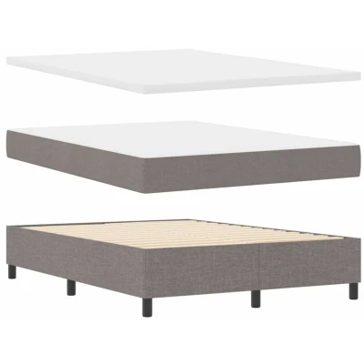 Image of vidaXL Box Spring Bed with Mattress &amp; Bench Taupe 140x190 cm Fabric