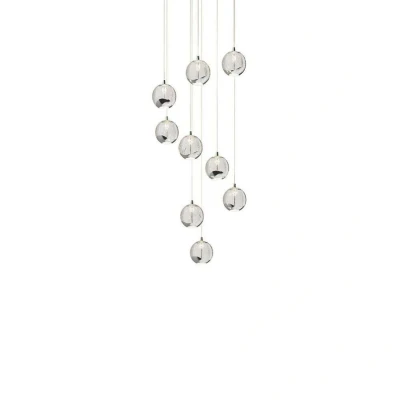 Image of Lucande LED hanging light Hayley, Ø 40 cm, 9 bulb, chrome, glass