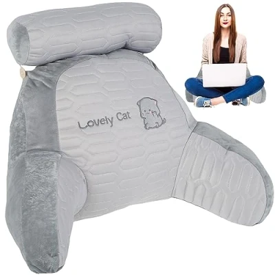 Image of Reading Pillow for Bed, Lovely Backrest Support Pillow, Comfortable Cushion, Detachable Lumbar Soft Back Chair Bed Car Office Rest Bench Relaxing Watching TV Games