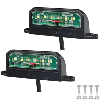 Image of Qiping 2Pcs LED License Plate Lights 12V 24V Universal Waterproof Rear Light,White Number For Trailer Caravan Truck