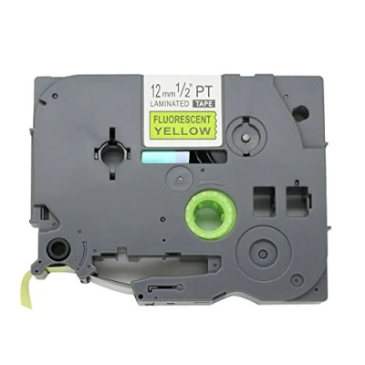 Image of BROVACS 1 Pack Black on Fluo Yellow Label Tape Compatible for Brother P Touch TZ C31 TZe 12mm 1/2&quot; OPA1333