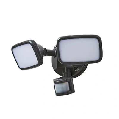 Image of LITECRAFT Alma Flood Light Twin LED 20 Watt Outdoor Fitting with PIR Motion Sensor Dark Grey
