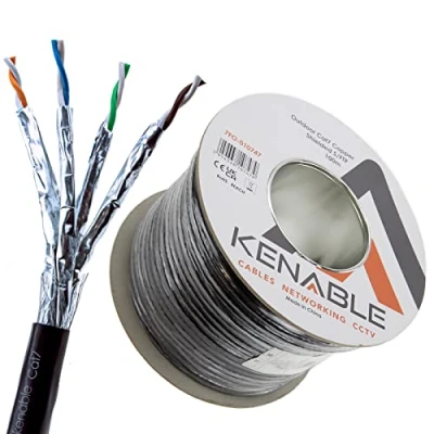 Image of External SHIELDED CAT7 Outdoor Use COPPER Ethernet Cable S/FTP Reel (Black, 100m)