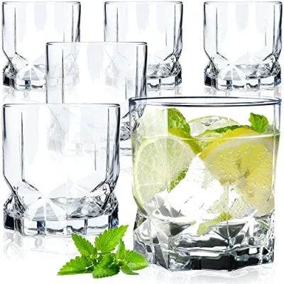Image of KADAX Drinking Glasses, Elegant Tumblers for Whiskey and Juice, Durable Glassware Cold Drinks, Transparent Water Glasses (325 ml, Set of 6)