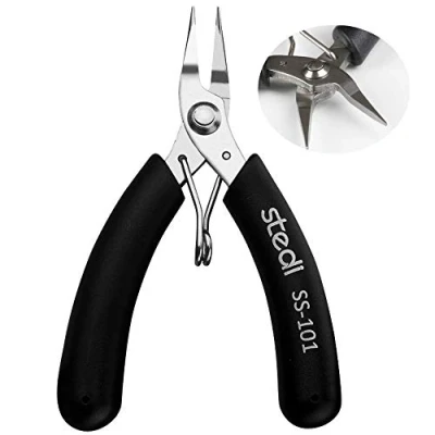 Image of Mini Round Flat Pliers Toothless Needle Nose with Spring for Jewellery Making Beading and DIY Crafts