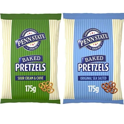 Image of Penn State Pretzels mix box 8 x 175g 4 Sour Cream &amp; Chive, Sea Salted.