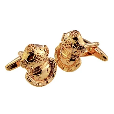 Image of Rose Gold Finish Divers Helmet Cufflinks Presented in a Box