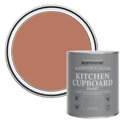 Image of Rust Oleum Red Kitchen Cupboard Paint in Gloss Finish Siena 750ml