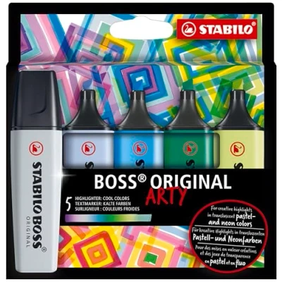 Image of Highlighter STABILO BOSS ORIGINAL ARTY Pack of 5 Cool Colours