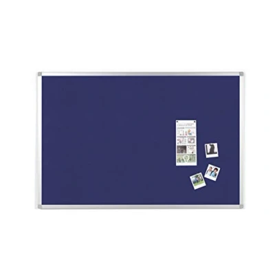 Image of BoardsPlus Felt Notice Board 1050 x 750 mm Blue Surface, Aluminium Frame