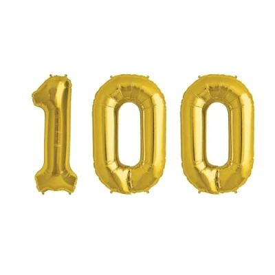 Image of Gold Number 100 Foil Balloon, 101cm