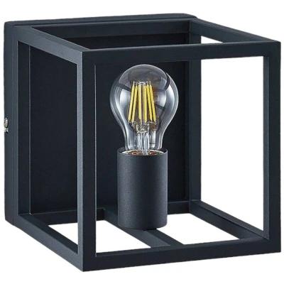 Image of Lindby Meron wall light, box shape, dark grey