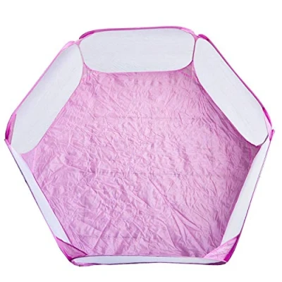 Image of Portable Small Animal Playpen Breathable Pet Cage Tent Pop Up Exercise Fence Transparent Yard Fences Folding Play Pen for Guinea Pig, Rabbits, Hamster, Chinchillas and Hedgehogs