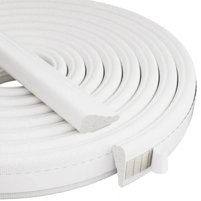 Image of Esufeir 196&quot;/5m Wedge Draft Excluder Strip for Windows and Doors,Self Adhesive Door Draught Seal Window Foam Insulation Tape,Door Soundproofing Weather Sealing Stopper Gap Blocker,White