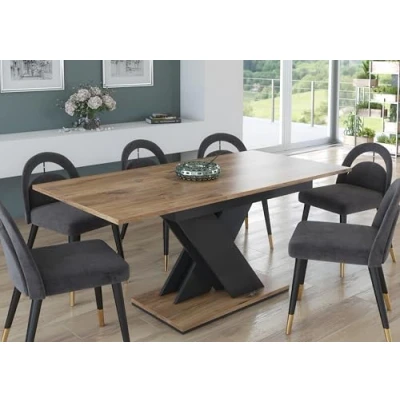 Image of Furneo Modern Dining Table Only Extendable 120 160cm Oak Effect Tavolo03 MDF