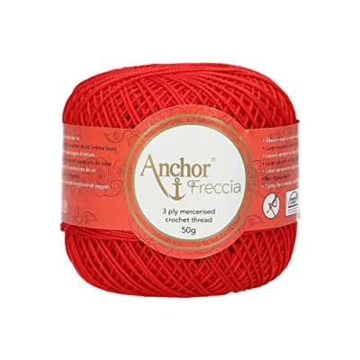 Image of Anchor Freccia Strength 6 4771006 00046 Red Crochet Yarn 100% Cotton