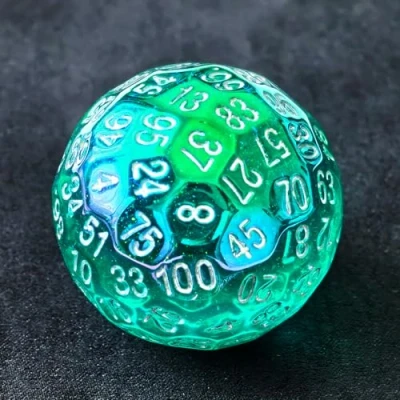 Image of Bescon Dazzling Green 100 Sided Dice, Game Dice D100, Polyhedral Solid Sides 45MM in Diameter (1.8inch)
