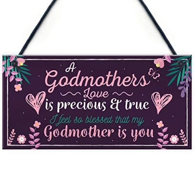 Image of RED OCEAN Godmother Thank You Keepsake Christening Godparent Gifts Hanging Plaque Friendship