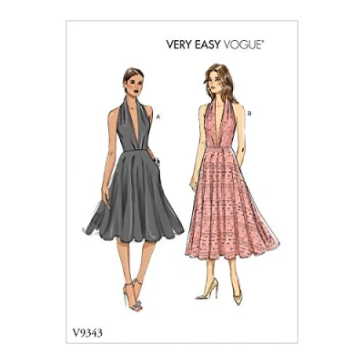 Image of Vogue V9343, sewing pattern,template, Paper, White, 6 8 10 12 14
