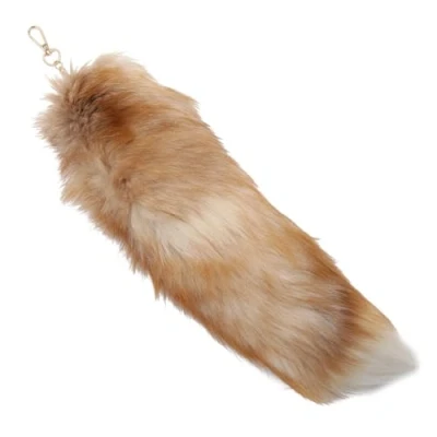 Image of FOLODA Plush Fox Tail Keychain,Animal Keyring 40cm Animal Key Pendant Handbag Accessories Chain Ring Hook Tassels (C Yinlan drift)