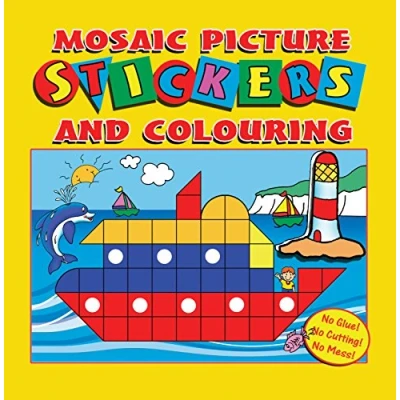 Image of WF Graham Mosaic Sticker Picture Books Create &amp; Colour Childrens Activity Party Bag Fillers (Yellow)