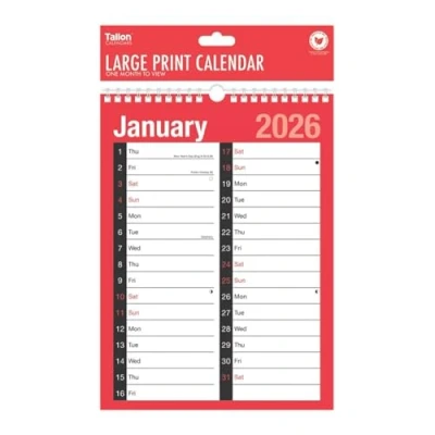 Image of 2025 Calendar Planner Month to View/Week View Organiser Spiral Bound Wall for Home Business Office School (Extra Wide 2 Column View)