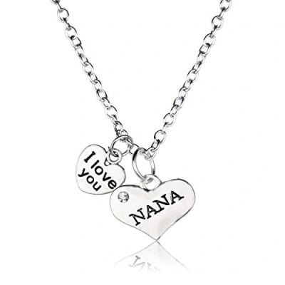 Image of JewelleryJoy Nana Necklace I Love You Charm Pendant in an Organza Gift Bag