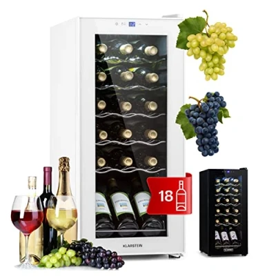 Image of KLARSTEIN Free Standing Drinks Fridge, 50L Single Zone, Indoor/Outdoor Bar Fridge and Wine Cooler, 18 Bottle Capacity, Glass Door