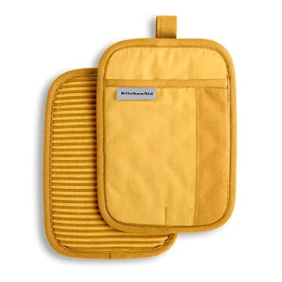 Image of KitchenAid Beacon Two Tone Pot Holder 2 Pack Set, 7&quot;x10&quot;, Majestic Yellow