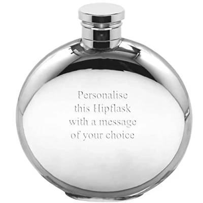 Image of English Pewter Company 4oz Plain Round Hip Flask. Personalised with Free Engraving [FL241]