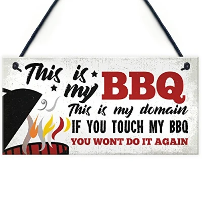 Image of RED OCEAN My BBQ Novelty Hanging Garden Sign SummerHouse Bar Man Cave Shed Plaque Gift For Him