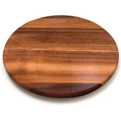 Image of Lazy Susan Turntable for Dining Table Large Rotating Food Serving 35cm Both Indoor &amp; Outdoor Round Centrepiece Tray (Acaica Wood)