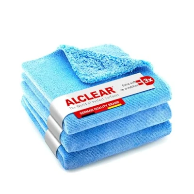 Image of ALCLEAR Multi Purpose Premium Double Sided Polishing Cloth without Holograms Pack of 3 blue