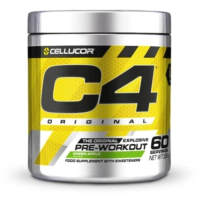 Image of C4 Original Beta Alanine Sports Nutrition Bulk Pre Workout Powder for Men &amp; Women Best Energy Drink Supplements Creatine Monohydrate Green Apple 60 Servings