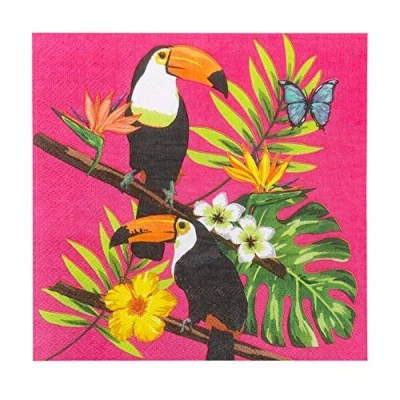 Image of Boland 52579 Toucan Napkins, Pack of 12, Size 33 x cm, Paper Disposable Tableware, Mouth Cloth, Party, Summer, Birthday