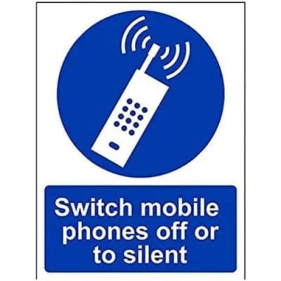 Image of VSafety Switch Mobile Phone Off Or Silent Sign Portrait 150mm x 200mm 1mm Rigid Plastic