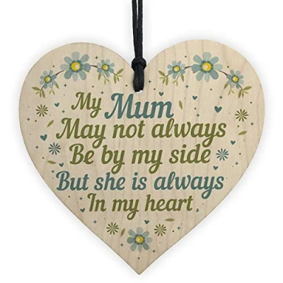 Image of RED OCEAN Mum Mother Memorial Plaques In Memory Handmade Wooden Hanging Heart Sign Ornament Christmas Tree Bauble Gifts