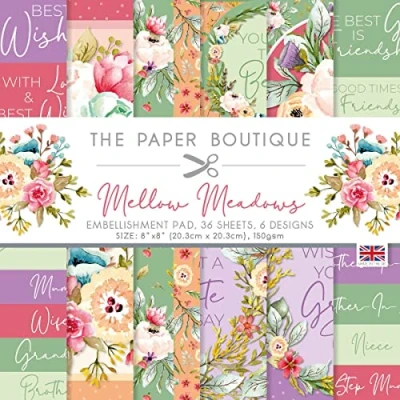 Image of The Paper Boutique Mellow Meadows Embellishments Pad, Multicoloured, 8 x inches