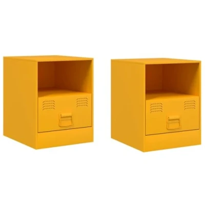 Image of vidaXL Bedside Cabinets 2 pcs Mustard Yellow 34.5x39x44 cm Steel