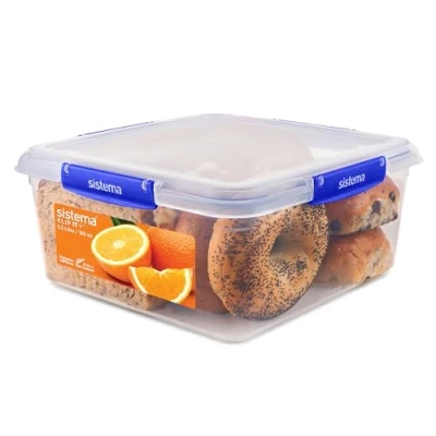 Image of Sistema KLIP IT PLUS Food Storage Container 5.5 L Square Airtight, Stackable &amp; Nestable Meal Prep with Lid School Lunch Box BPA Free 1 Count