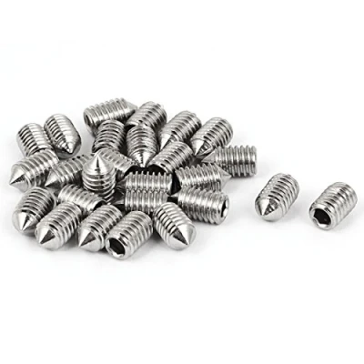 Image of Sourcingmap M6 x 10mm 304 Stainless Steel Cone Point Hex Socket Grub Screw 25 Pcs